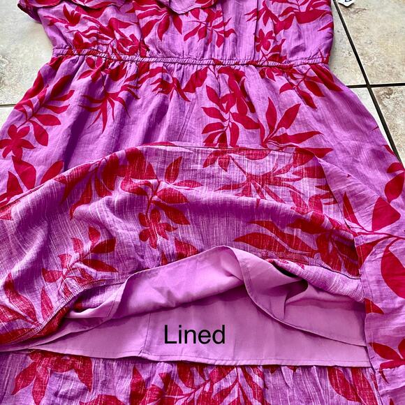 Old Navy One Shoulder Pink Floral Tropical Midi Dress XXL NWT Beach Resort - Picture 5 of 10